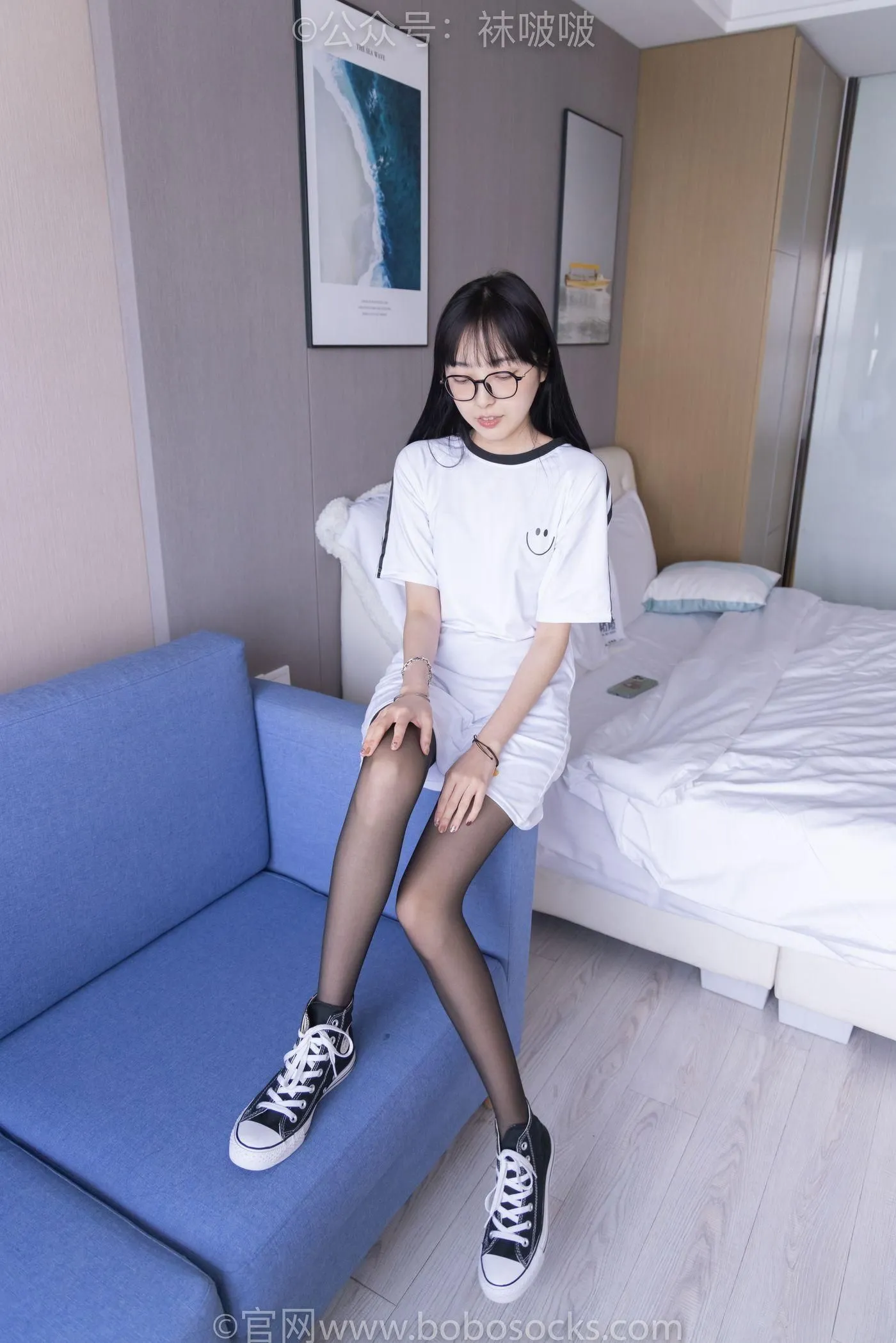 [BoBoSocks袜啵啵]NO.067 稚予-匡威帆布鞋、黑丝 [125P]插图7